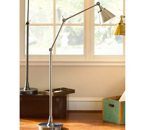 ARCHITECT'S TASK FLOOR LAMP - ANTIQUE SILVER FINISH - Image 0