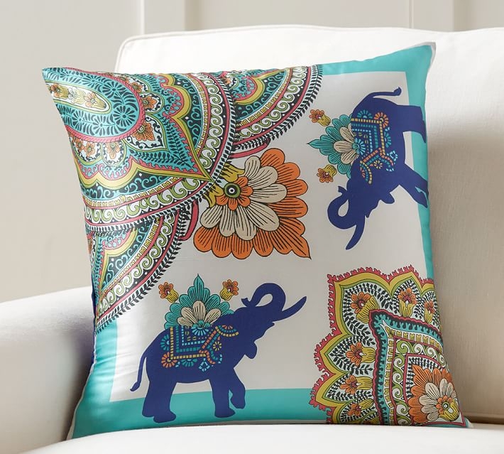 Elephant Scarf Print Pillow Cover 20x20 insert sold separately - Image 0