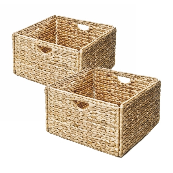 Seville Classics Woven Hyacinth Storage Cube Basket (Set of 2) - Image 0