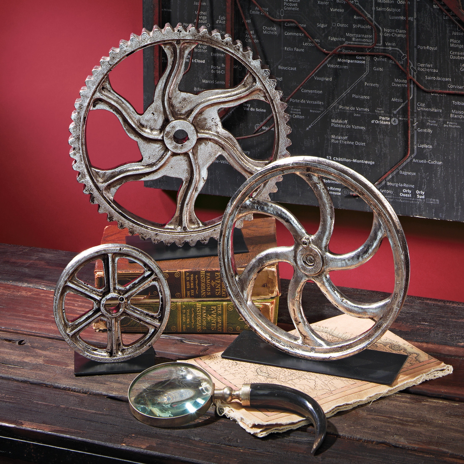 3 Pieces Gearing Up Steampunk Gear Sculpture - Image 0