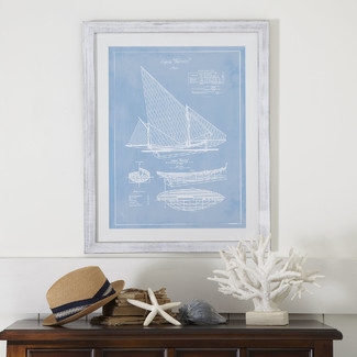 Sailboat Framed Blueprint I - 32" H x 26" W x 0.75" D - Framed - Image 0
