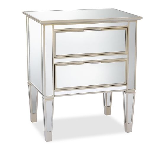 PARK MIRRORED BEDSIDE TABLE, CHAMPAGNE FINISH - Image 0