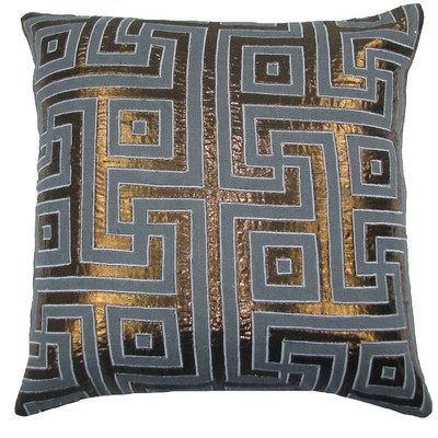 Key Lurex Throw Pillow - Gray/Copper, 20x20, With Insert - Image 0