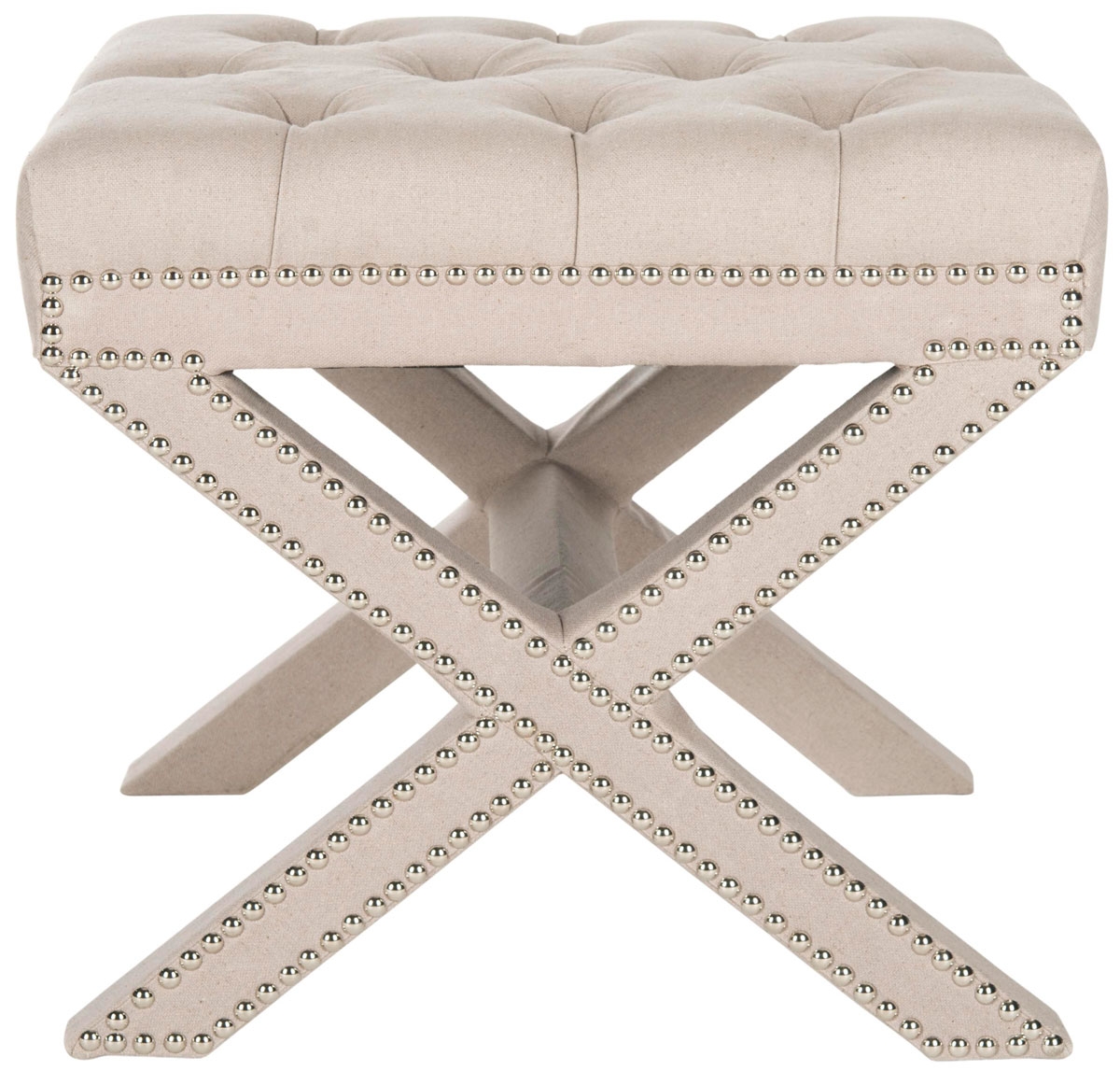 Patrice Ottoman - Silver Nail Heads - Taupe - Arlo Home - Image 0