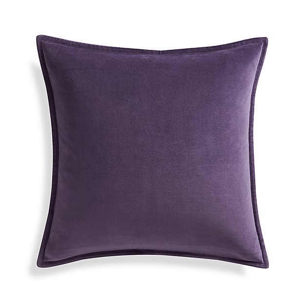 Brenner Grape Purple 20" Velvet Pillow with Feather-Down Insert - Image 0