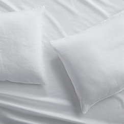 Set of 2 Lino II Linen King Pillow Cases - White , King - Image 0