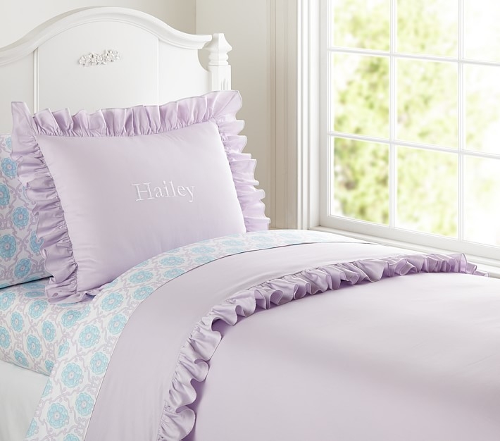 Ruffle Duvet Cover, Twin, Lavender - Image 0