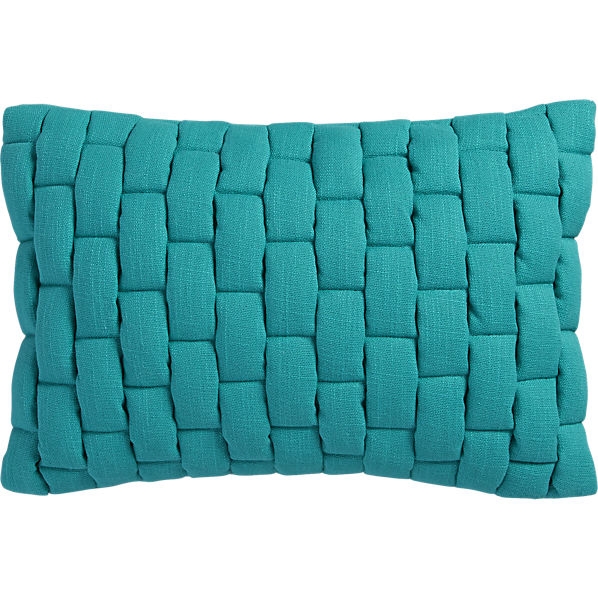 Mason quilted teal 18"x12" pillow with down-alternative insert - Image 0