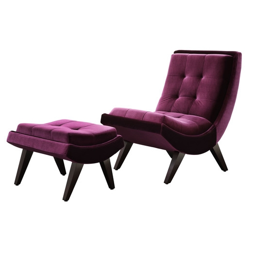 Charlotte Velvet Curved Chair and Ottoman Set - Image 0