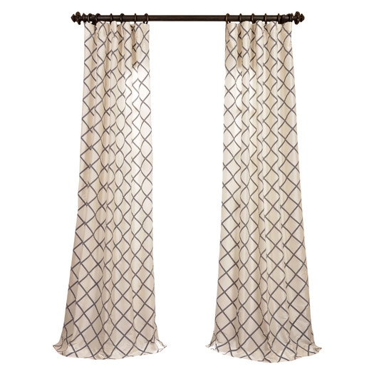 Pavillion Flocked Faux Silk Single Curtain Panel - 84" L x 50" - Image 0