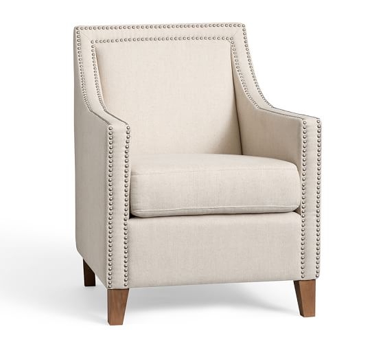 Everly Upholstered Armchair - Washed Linen/Cotton, Silver Taupe - Image 0