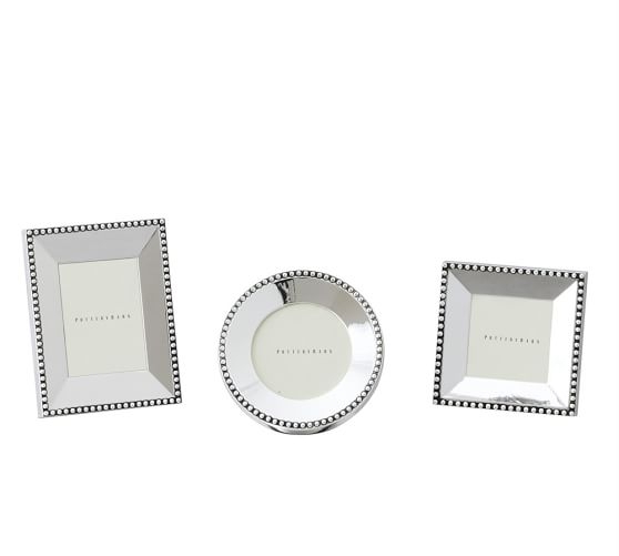 BEADED SILVER-PLATED PICTURE FRAME, SET OF 3 MINI, ONE OF EACH STYLE - Image 0