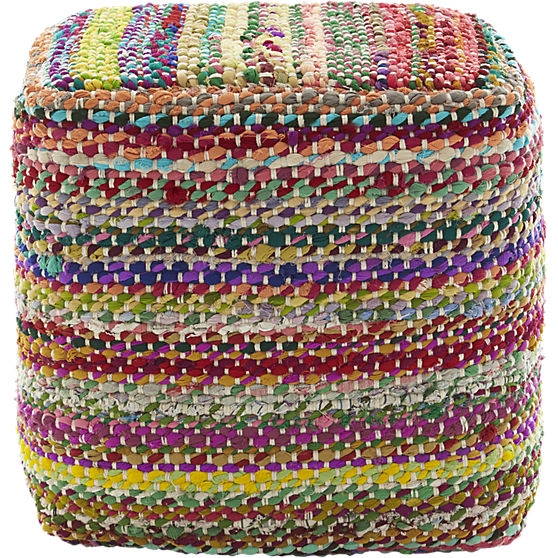 square recycled rag pouf - Image 0