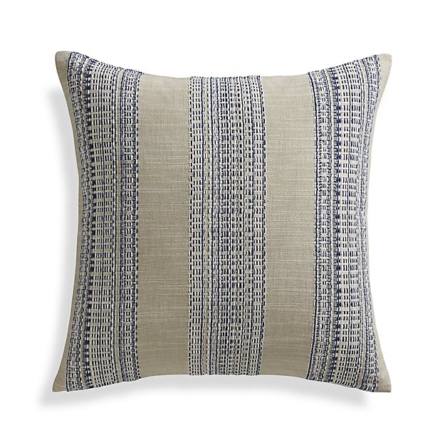 Dabney Pillow-20"x20"-Indigo with Down-Feather-Down Insert - Image 0