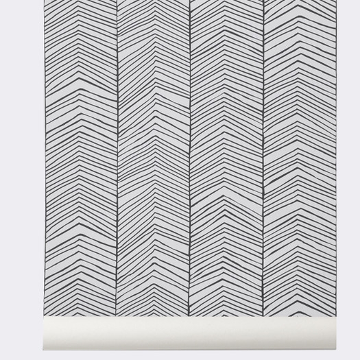 Ferm Living WallSmart Hand Printed Chevron 32.97' x 20.87" Geometric Wallpaper - Image 0