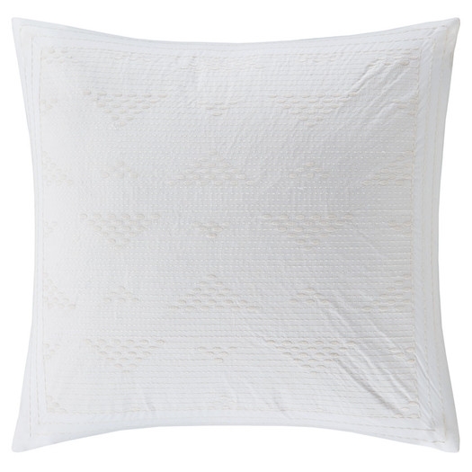 Cario Embroidered Cotton Throw Pillow - white - 18" -  Polyester Insert - Image 0