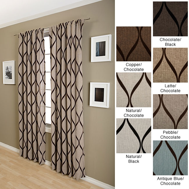 Sahara Rod Pocket 108-inch Curtain Panel Natural w/ Chocolate - Image 0