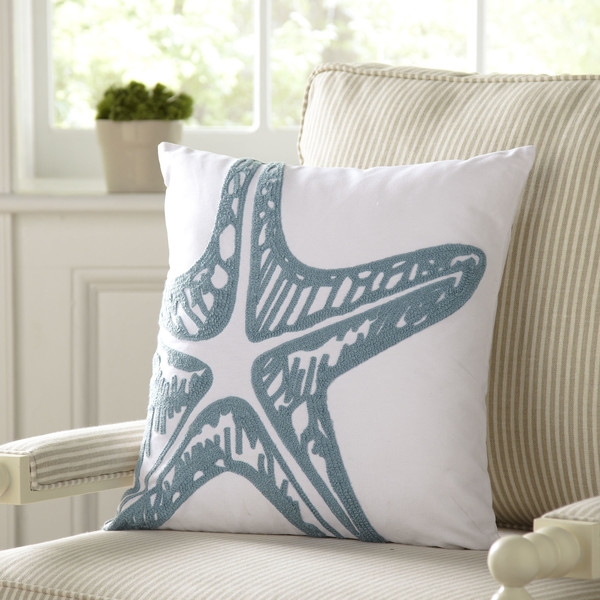 Starfish Undersea Pillow Cover -18"x18"-Gray/Blue -No Insert - Image 0