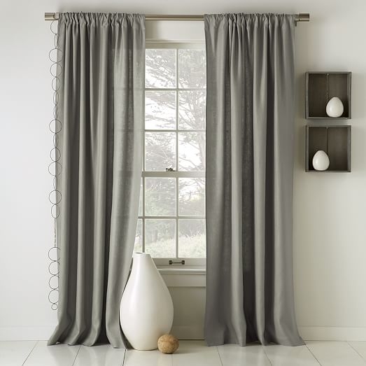 Linen Cotton Curtain - Set of 2, Blackout Lining, 96"L - Image 0