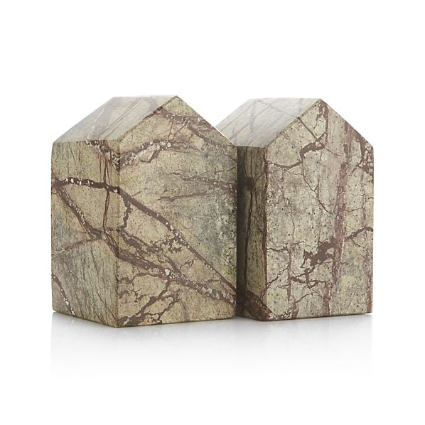 Set of 2 Marble House Bookends - Image 0