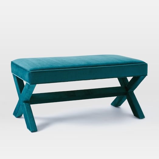 Cross Base Upholstered Bench - Celestial Blue - Image 0