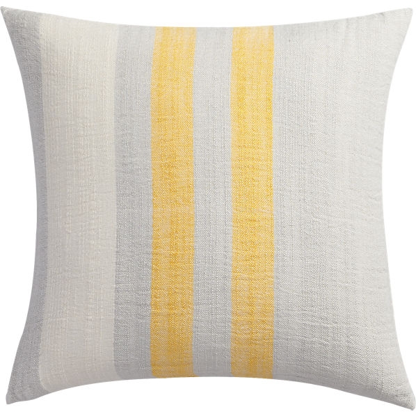 Yellow cotton-bamboo stripes 18" pillow with down-alternative insert - Image 0
