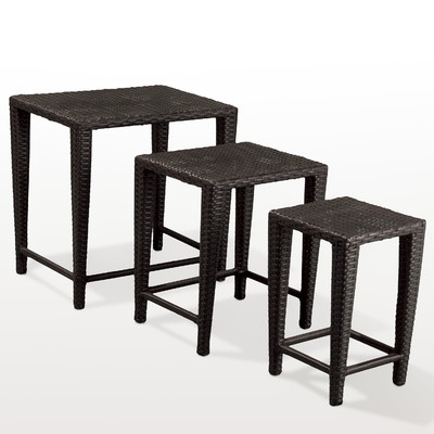 Lionel 3 Piece Wicker Nesting Tables - Black - Image 0