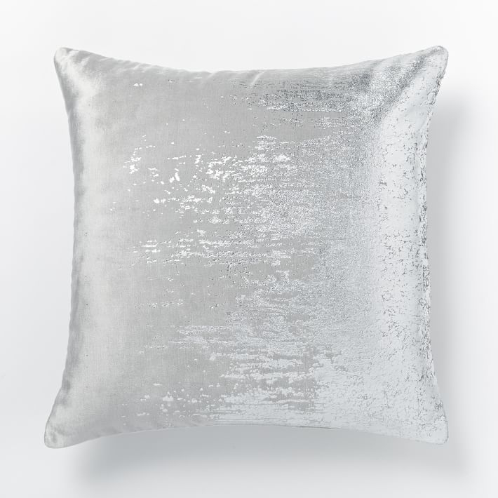 Faded Metallic Texture Pillow Cover, 18"x18", Silver - Insert Sold Separately - Image 0