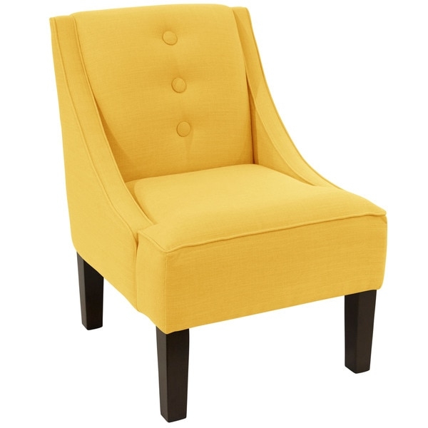 Third & Vine Linen French Yellow 3-button Swoop Arm Chair - Image 0