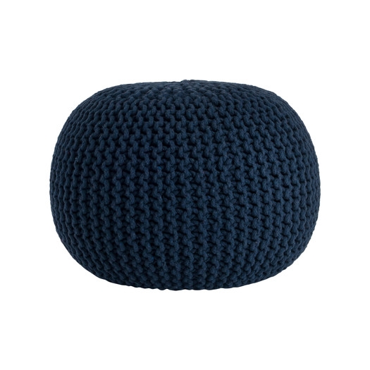 Cotton Twisted Rope Pouf Ottoman - Navy - Image 0