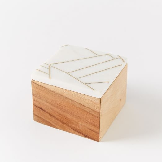 Roar + Rabbit Marble + Wood Jewelry Square Box - Image 0