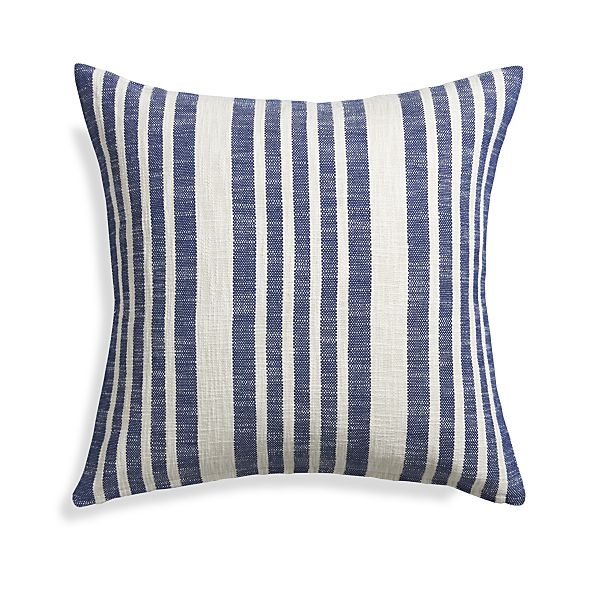 Celena Blue Stripe 23" Pillow - with Feather-Down Insert - Image 0