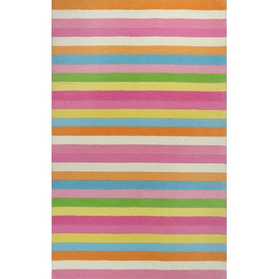 Kidding Around Chic Pink Stripes Area Rugby KAS Rugs - Image 0