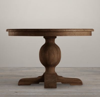 60" FRENCH URN PEDESTAL DINING TABLE - Brown Oak Drifted - Image 0