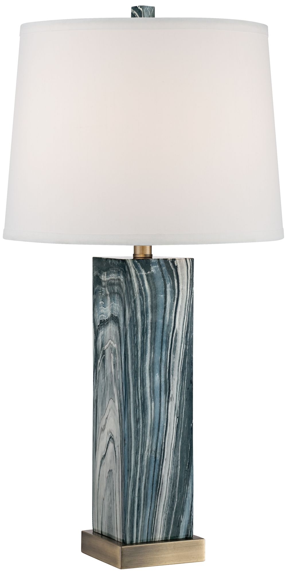 Parrish Blue Faux Marble Column Table Lamp - Image 0