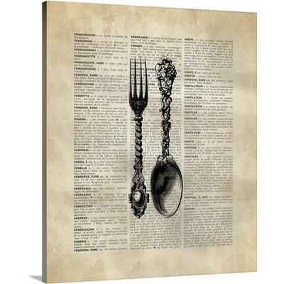 Vintage Dictionary Art Spoon and Fork by Kate Lillyson Wall Art on Gallery Wrapped Canvas - Image 0