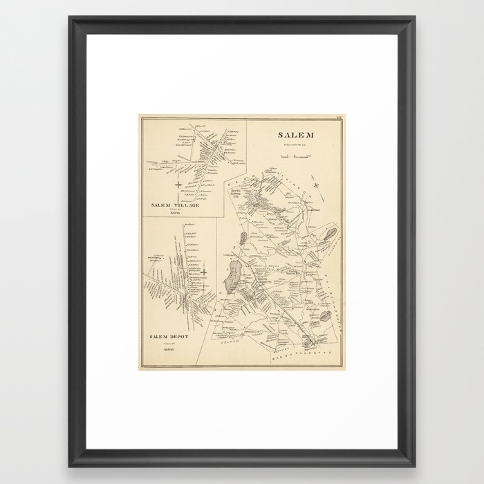 Vintage Map of Salem Massachusetts FRAMED ART PRINT - 15" x 21" - Framed print - Image 0