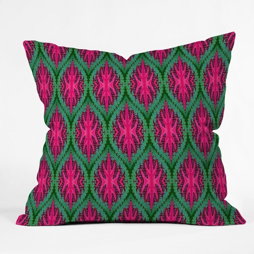 Wagner Campelo Ikat Leaves Throw Pillow-20"-Polyester/Polyfill - Image 0
