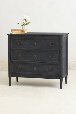 Washed Wood Three-Drawer Dresser-Indigo - Image 0