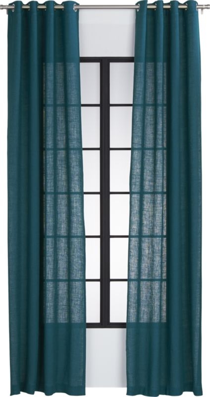 Burlap blue-green curtain panel 48"x120" - Image 0