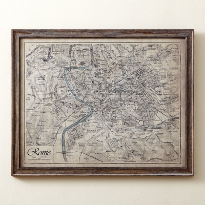 2Sepia Rome Map Framed Print, 5" H x 31" W x 0.75" D - Image 0