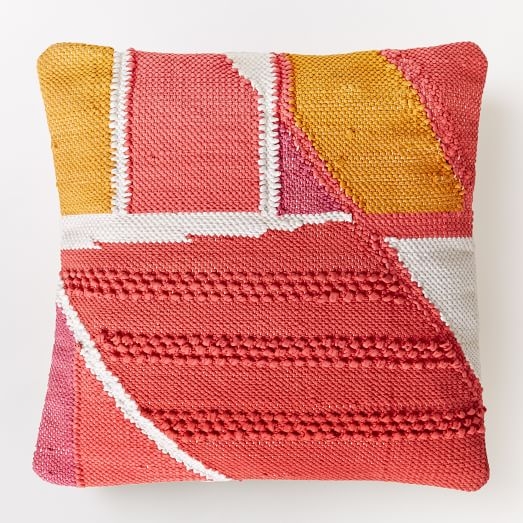 Chindi Colorblock Shag Pillow Cover - Poppy - 20"sq. - Insert sold separately - Image 0