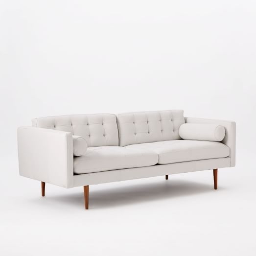 Monroe Mid-Century Leather Sofa - Chalk - Image 0
