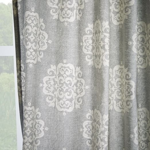 Scroll Medallion Curtain - Feather Gray; 63" - Image 0