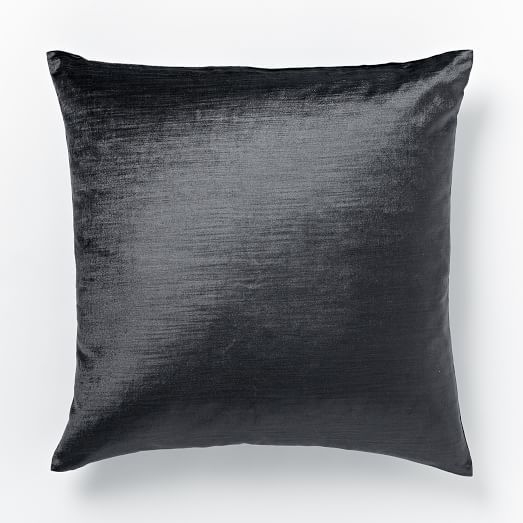 Luster Velvet Pillow Cover - Slate - 20" - without insert - Image 0