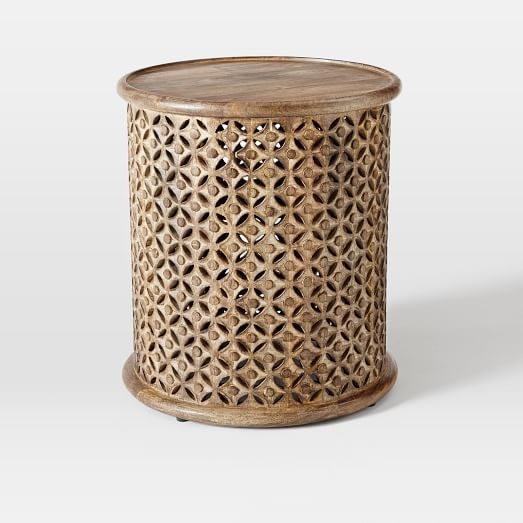 Carved Wood Small Side Table - Large - Image 0