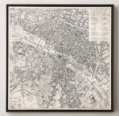 VINTAGE AERIAL MAPS OF EUROPEAN CITIES - PARIS - 28"W x 28"H - Image 0
