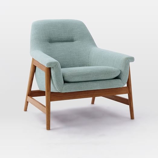 Theo Show Wood Chair-Seafoam, Yarn Dyed Linen Weave - Image 0