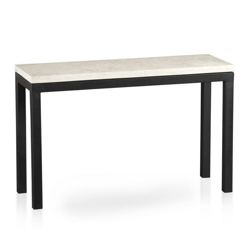 Parsons Console Table with Travertine Top - Image 0