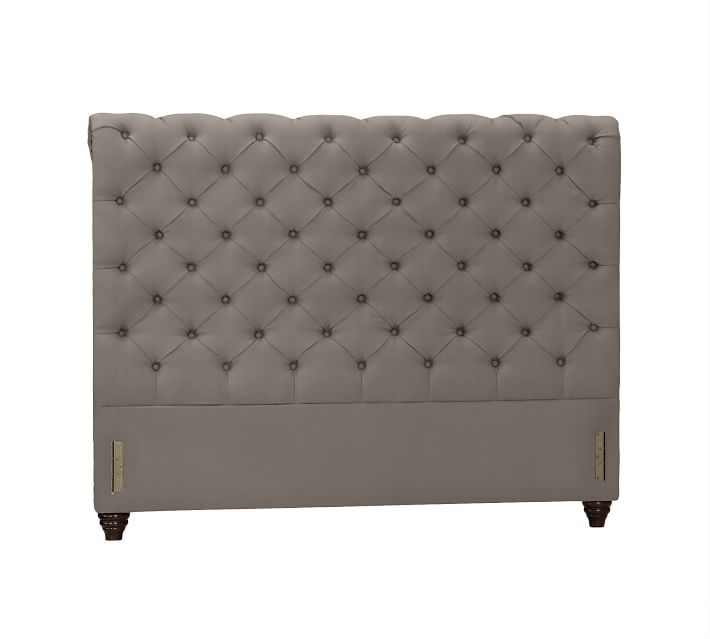 Chesterfield Upholstered Headboard, King, Twill - Metal Gray - Image 0